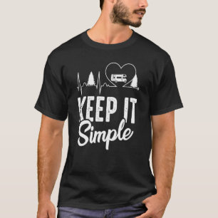 Camiseta Camping Heartbeat Mantén Simple Trailer Camper Va