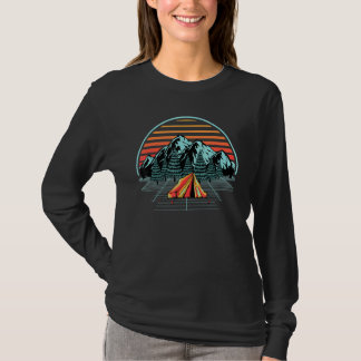 Camiseta Camping Hiker Retro Synthwave Senderismo Carpa Cam