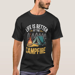Camiseta Camping Hiking Campista Fuego al Aire Libre Vintag