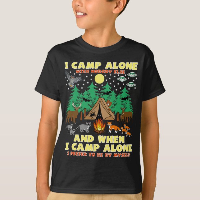 Camiseta CAMPING-I CAMP SOLO, Gracioso camping con criatura (Anverso)