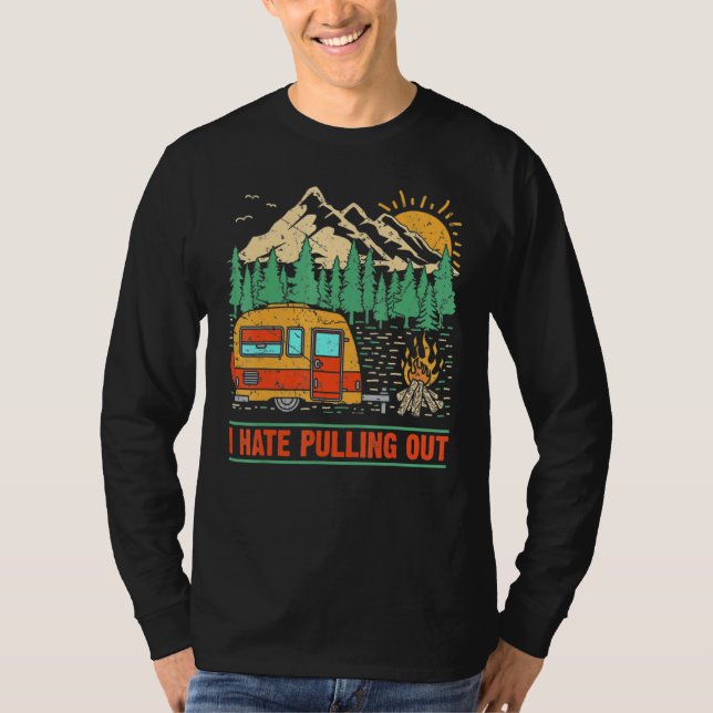 Camiseta Camping I Hate Expulsando Retro De Trailer De Viaj (Anverso)