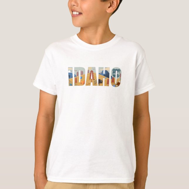 Camiseta Camping IDAHO Gem Eagle Potato Bison Mountain (Anverso)