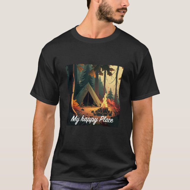 Camiseta Camping in the woods with nature is my happy place (Anverso)
