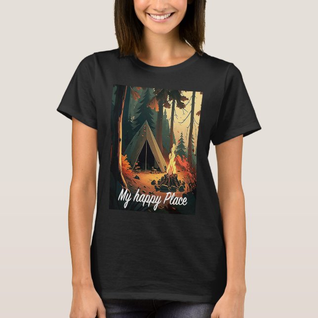 Camiseta Camping in the woods with nature is my happy place (Anverso)