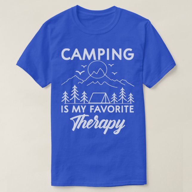 Camiseta Camping is My Favorite Therapy Adventure Camping (Diseño del anverso)