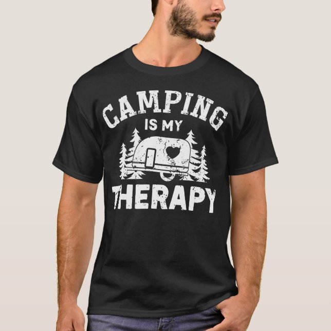 Camiseta Camping Is My Therapy  Funny Camping Men  Women Gi (Anverso)