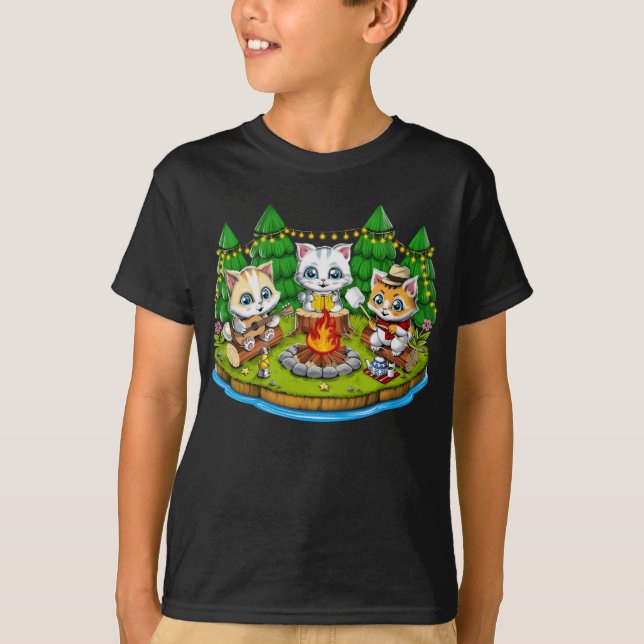 Camiseta Camping Kawaii Cats (Anverso)