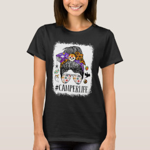 Camiseta Camping Life Camper Life Mom Messy Hair Bun