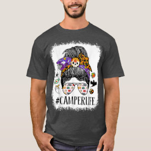 Camiseta Camping Life Camper Life Mom Messy Hair Bun Hallow