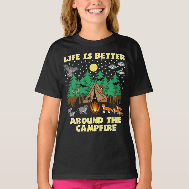 Camiseta CAMPING-LIFE ES MEJOR, Gracioso Camping Con Critte (Anverso)