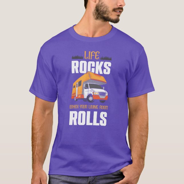 Camiseta Camping Life Rocks RV Camper Motorhome RV Camping  (Anverso)