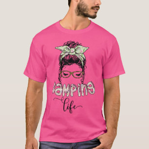 Camiseta Camping Life Woman Bandana Leopard Impresión Glass