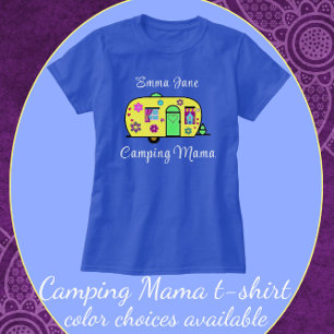 Camiseta Camping Mama Sweet Camper Trailer con nombre