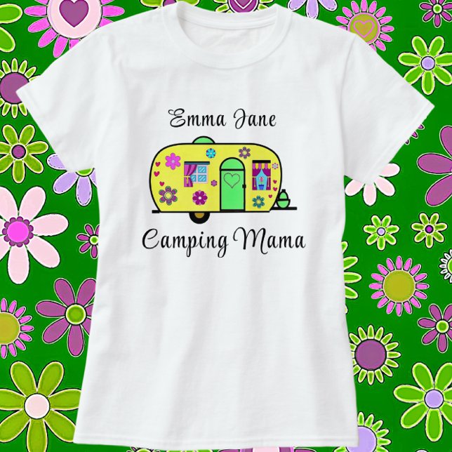Camiseta Camping Mama Sweet Camper Trailer con nombre (Subido por el creador)