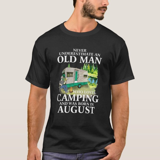 Camiseta Camping Mens Old Man Camper Caravan Motorhome Augu (Anverso)