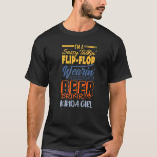 Camiseta Camping Mujeres Soy Un Flip Flop Con Bebida De Cer