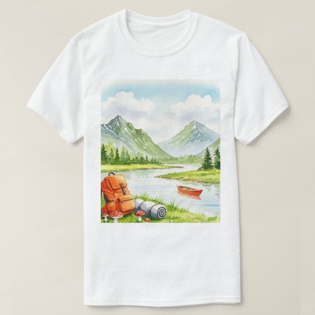 Camiseta Camping near a river (Diseño del anverso)