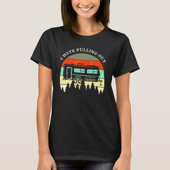 Camiseta Camping Odio Sacar Remolque de Viaje Retro M (Anverso)