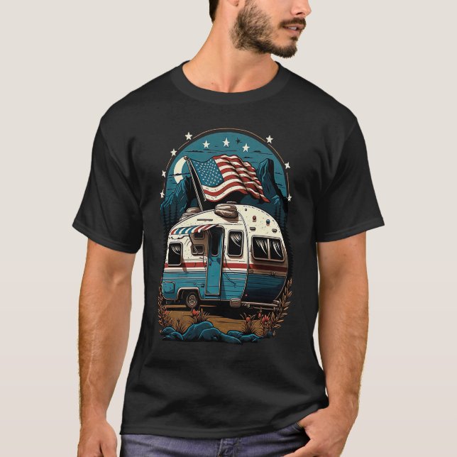 Camiseta Camping Patriótico Y Caravana Adventure USA 6 (Anverso)
