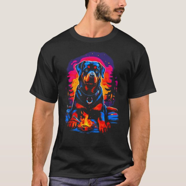 Camiseta Camping Pop Rottweiler Dog (Anverso)