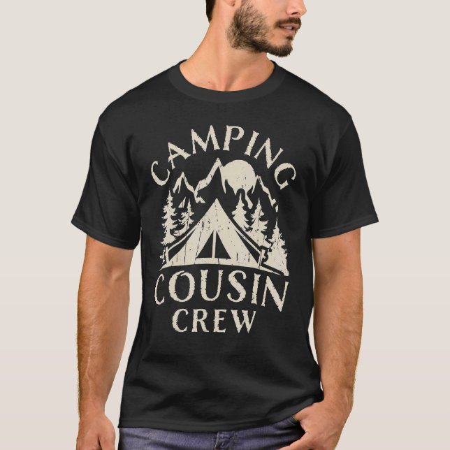 Camiseta Camping Primos de la tripulación Reunión de la fam (Anverso)