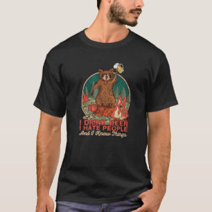 Camiseta Camping Raccoon Odio A La Gente Y Sé Cosas Que