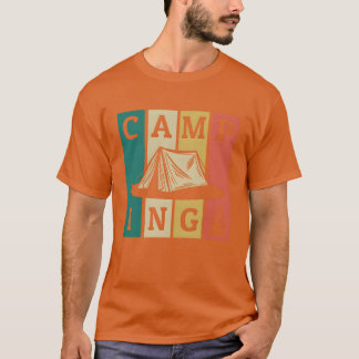 Camiseta Camping Retro Strips Glamping Backpacking Camper g