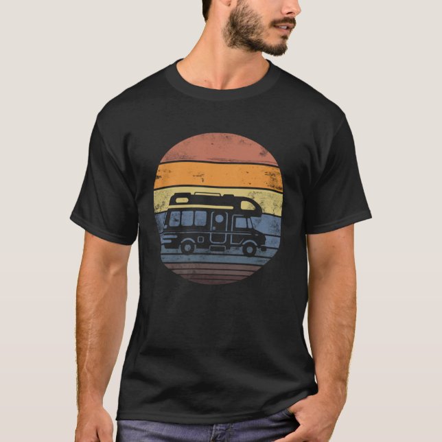 Camiseta Camping Retro Sunset RV Stay Clase C (Anverso)