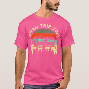 Camiseta Camping Road Trip 2021 Retro Trailer Vintag