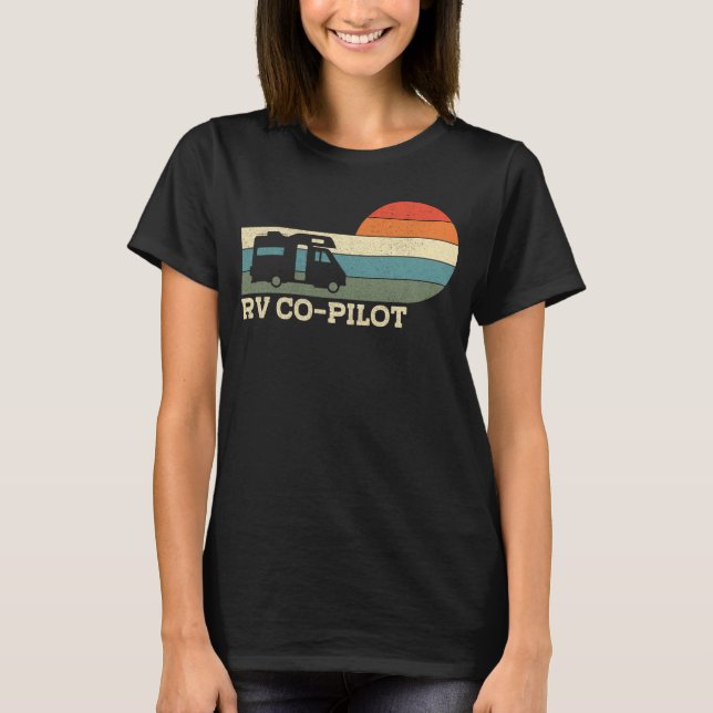 Camiseta Camping Rv CoPilot Motorhome Campervan Retro (Anverso)
