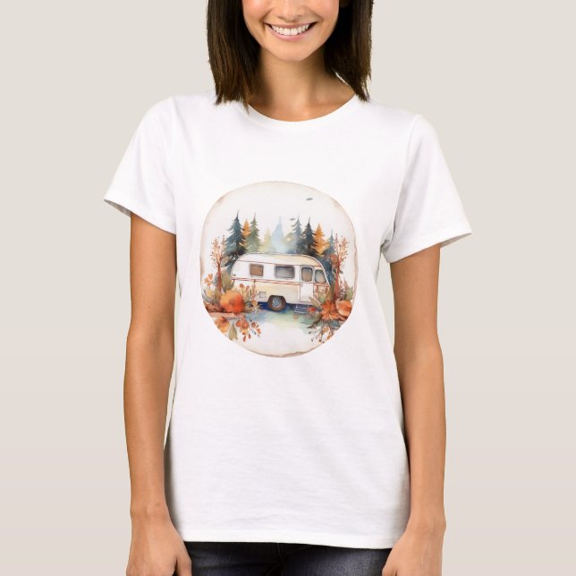 Camiseta Camping RV en los bosques, acampada RV (Anverso)