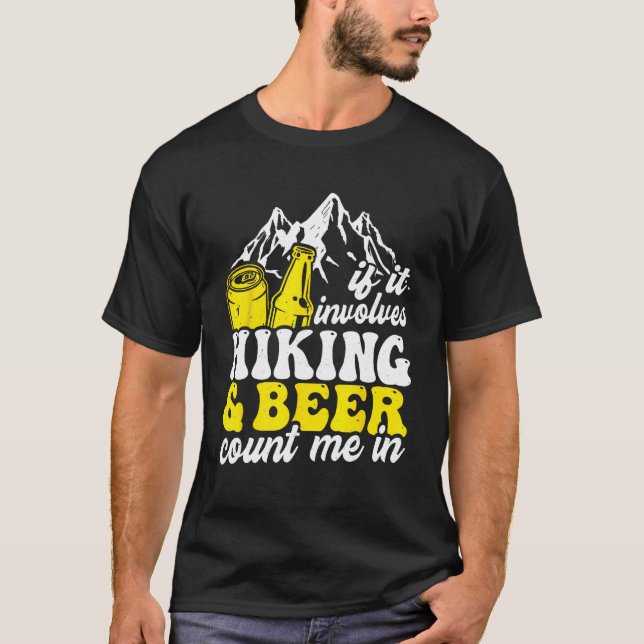 Camiseta Camping Senderismo gráfico y cerveza para hombres  (Anverso)