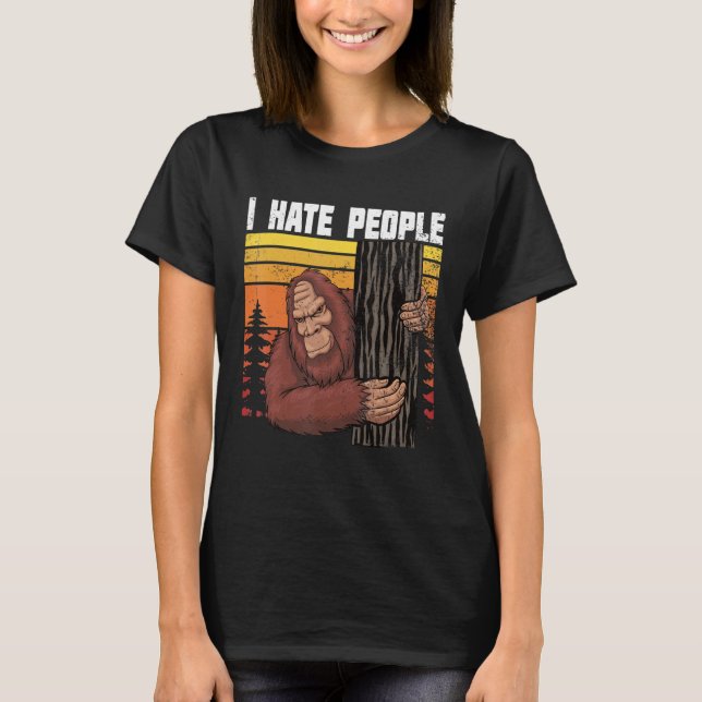 Camiseta Camping & Senderismo I pie retro odio a la gente (Anverso)