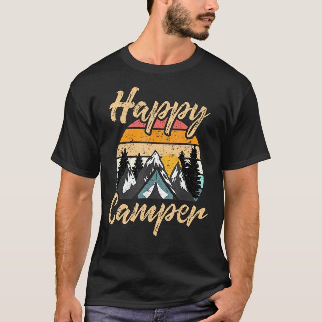 Camiseta Camping Senderismo Presente Camper Feliz (Anverso)