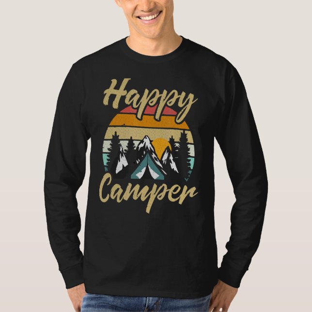 Camiseta Camping Senderismo Presente Camper Feliz (Anverso)
