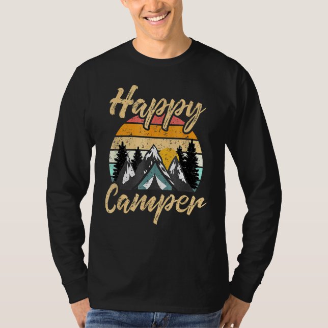 Camiseta Camping Senderismo Presente Camper Feliz (Anverso)