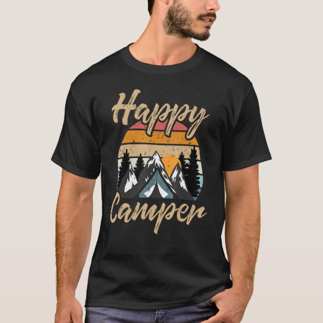 Camiseta Camping Senderismo Presente Camper Feliz 1 (Anverso)