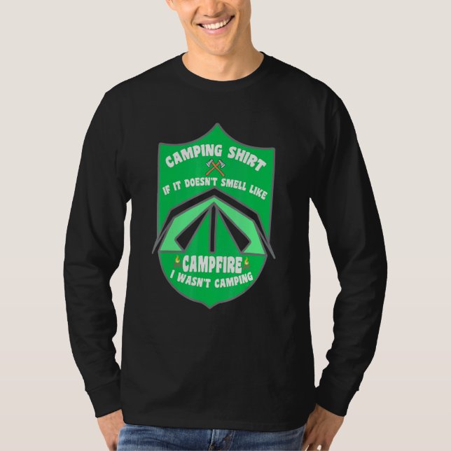 Camiseta Camping Si No Huele Como Camperas De Fogata (Anverso)