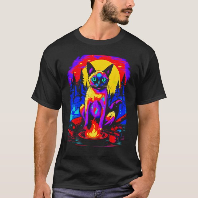Camiseta Camping Siamese Cat (Anverso)