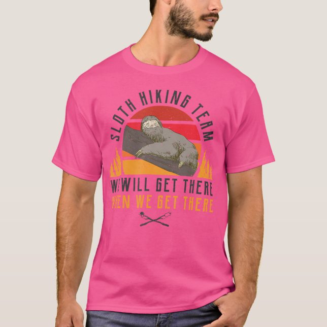 Camiseta Camping Sloth Hiking Team Summer Vacation Mountain (Anverso)