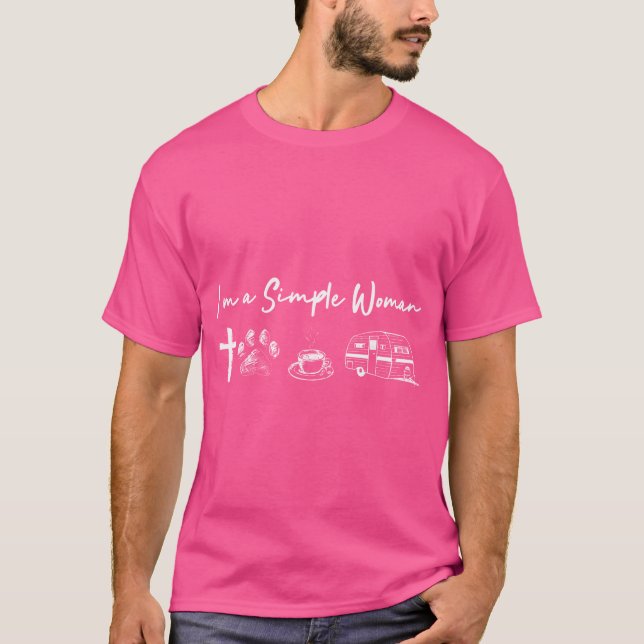 Camiseta Camping Soy Una Mujer Simple Jesús Café Perro (Anverso)