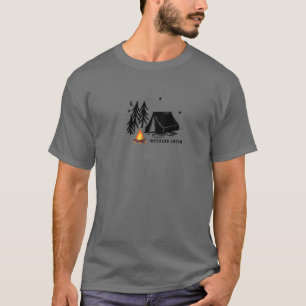 Camiseta Camping Tent Camp Campfire Logs Wood Nature Pun Lo