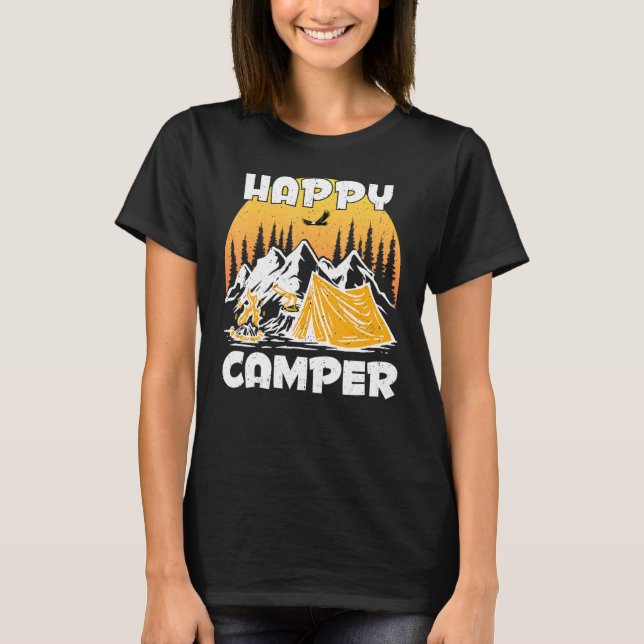 Camiseta Camping Tent Happy Camper Actividad al aire libre  (Anverso)
