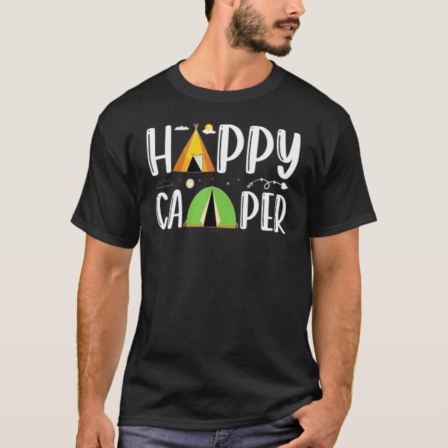 Camiseta Camping Tent Happy Camper Camper Actividad al aire (Anverso)