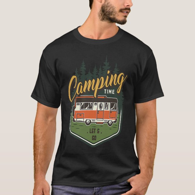 Camiseta Camping Time Let's Go Forest Green Car Summer (Anverso)