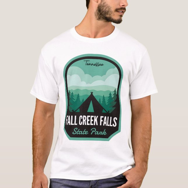 Camiseta Camping TN del Parque Estatal Fall Creek Falls (Anverso)