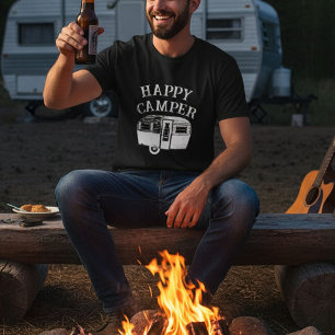 Camiseta Camping Trailer Happy Camper Black T-Shirt