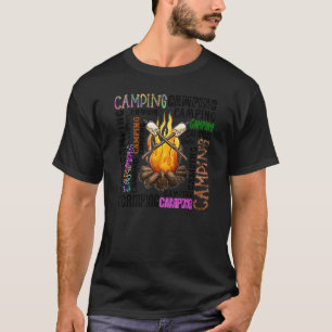 Camiseta Camping Typography Campfire Campfire Vida Verano V