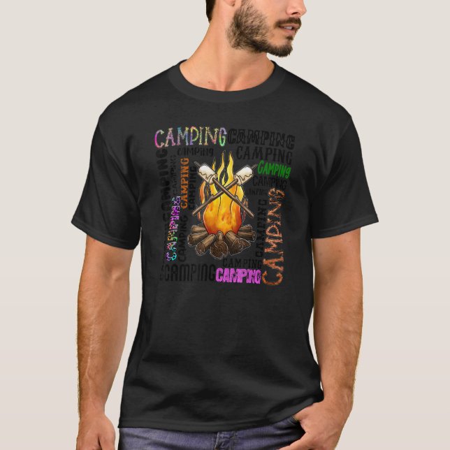 Camiseta Camping Typography Happy Camping Life Camp (Anverso)