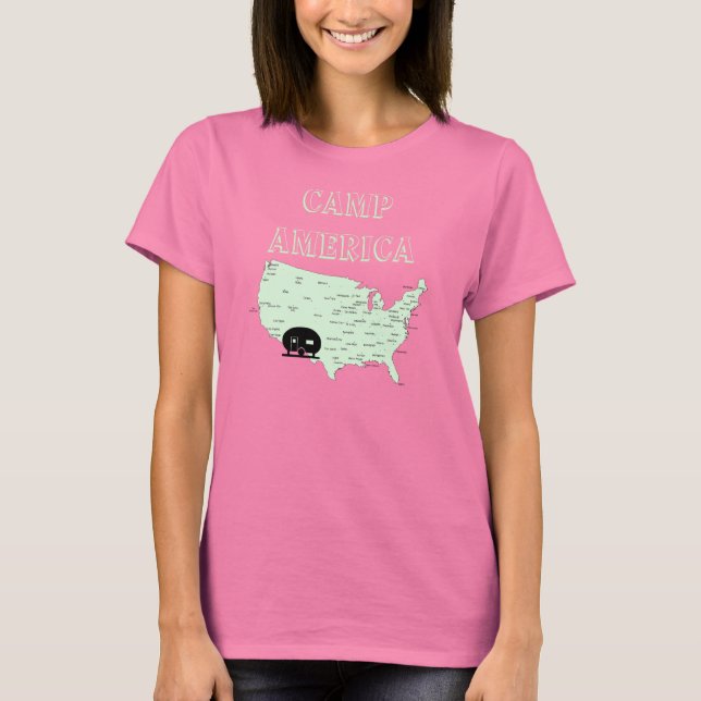 Camiseta Camping USA Map RVing Camp America T-Shirt (Anverso)